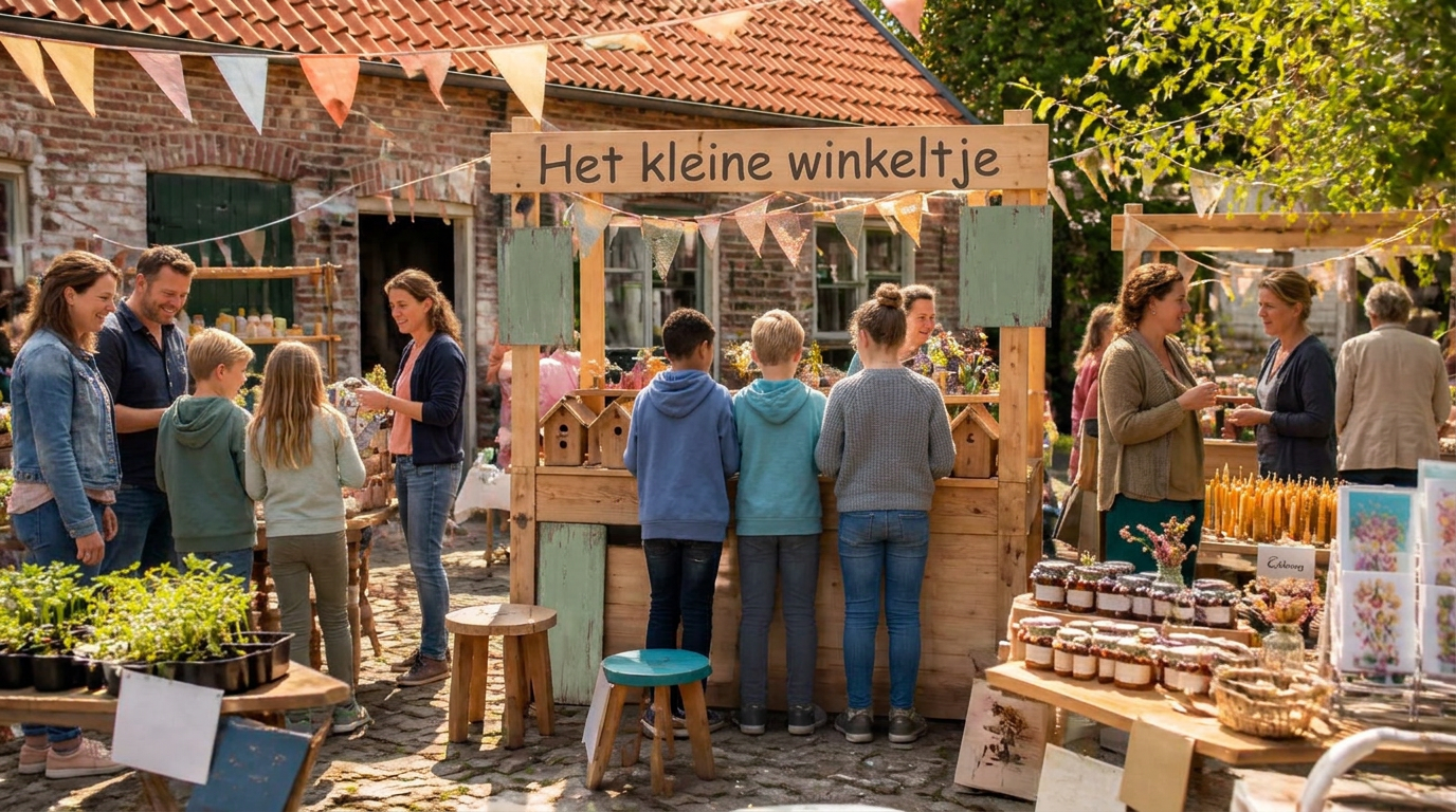 Een kleine markt met zelfgemaakte spullen